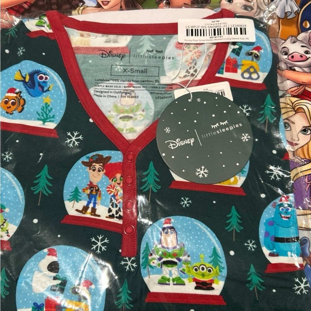 Little Sleepies Disney Pixar Snow Globes Women’s LS/Pajama Top (XS)